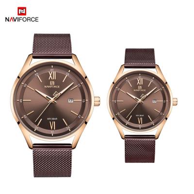 China Automatic Date NAVIFORCE 3013 RGCE Quartz Watches Couple Luxury Wristwatches Lovers Brand Logo Custom Watches for sale