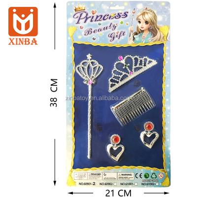 China DIY TOY Diy Fashion Beauty Princess Dress Up Accessories Plastic Crown  With Wand Set For Girls Princess Jewelry Toy Pretend Play Set for sale