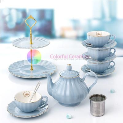 China ceramic mug coffee mugs coffee pot dessert plate dinnerset kitchenware household embossment gold rim for sale