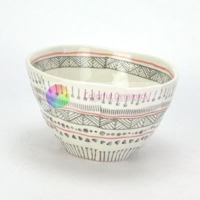 China Vintage custom ceramic bowl salad bowl personalized soup bowl irregular shape design by imprinted for sale