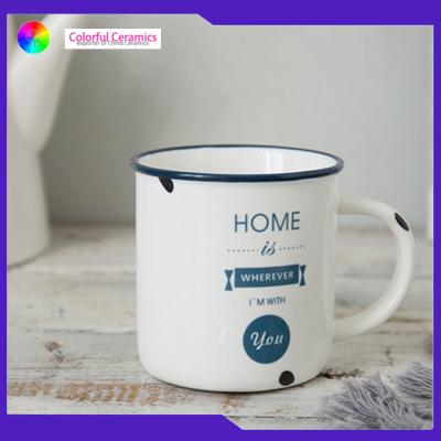 China Retro ceramic mug simple office coffee mug Imitation enamel mug кружка для кофе купить for sale