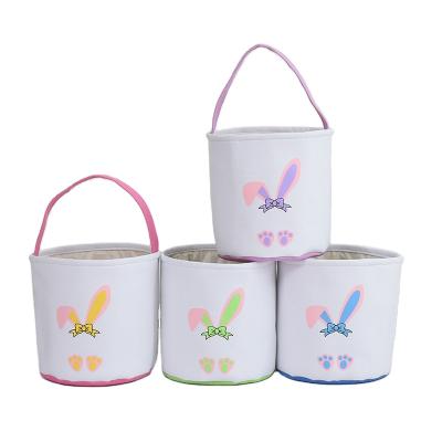 China New DIY Easter Bunny Basket Personalized Egg Hunting Tote Storage Bags Canvas Cotton Easter bucket cotton 2022 for sale