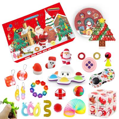 China New Christmas Bubble Popit Silicone Push Up Toy Kit Advent Calendar Puzzle Pack Sensory Toys Set For Kids for sale