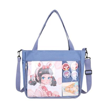 China NATIONAL Custom Transparent PVC Donut Pin Display Messenger Shoulder Tote Bags Canvas Cross - Body Bag AIE for sale