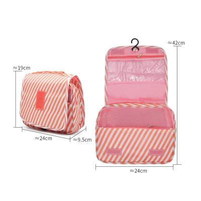 China Lady Pink Large Capacity Toiletry Wash Bag Organizer Travel Makeup Cosmetic Bag with Hanging Hook for sale