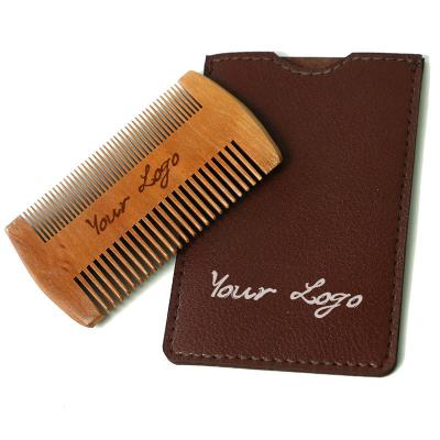 China Trendy Men Green Sandalwood Black Pocket Neem Wooden Comb Beard and Mustache Hair Comb Custom Logo Wooden Set for sale