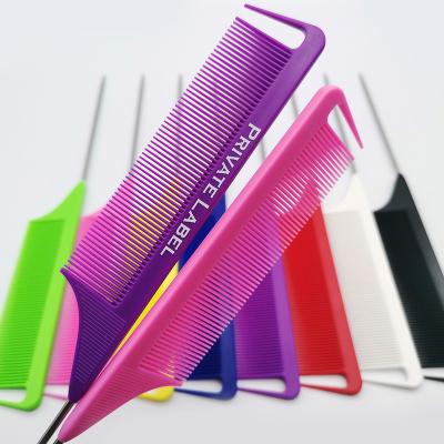 China Custom Beauty Care Logo Penalty Carbon Hair Precision Rat Tail Heat Resistant Anti-Static Heat Resistant Comb With Private Label for sale