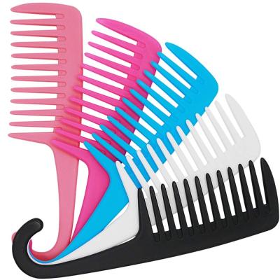 China home & living room & Custom Plastic Resin Hairdresser Curly Detangle Tooth Shower Hair Braiding Comb Set Wide With Logo Hook for sale