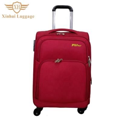 China Polyester Fabric Nylon Travel Suitcase Red High End Nylon Luggage for sale