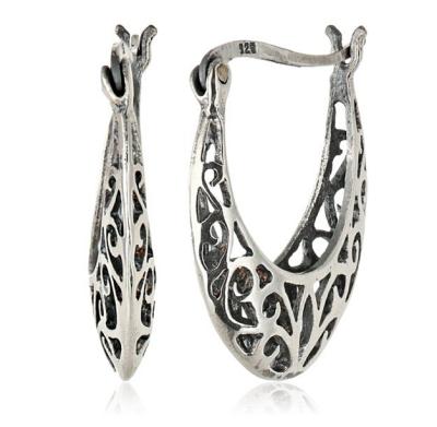 China Cute Sterling Silver Bali-Inspired Filigree Round Earring for sale