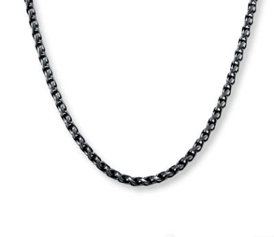 China Cute MEN'S WHEAT STERLING CHAIN ​​SILVER 30 LENGTH CUTSOM DESIGN BLACK SILVER WHEAT CHAIN ​​NECKLACE FOR MEN for sale