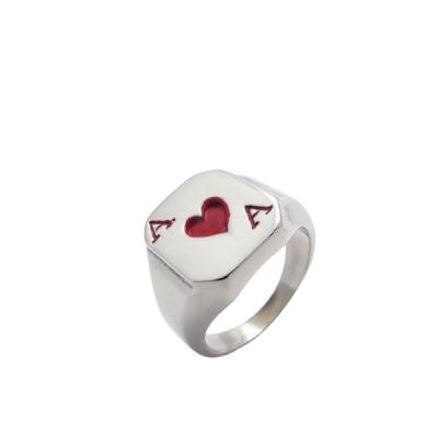 China CLASSIC King Of Quality Stainless Steel Ring , Custom Red Ace Stainless Steel Ring for sale