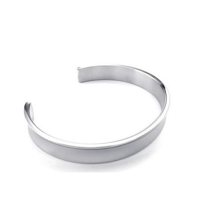 China CLASSIC Silver Stainless Steel Blank Bangle , Customized Design Cuff Bangle for sale