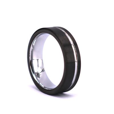 China Wedding Casual/Sporty Ring Tungsten Ring, Personalized Black Silver 6MM Tungsten Ring for sale