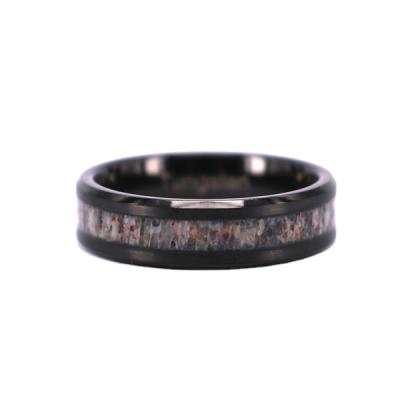 China 6mm Deer Antler Tungsten Ring Black Tungsten Ring Casual/Sporting Wedding Band For Women Men for sale