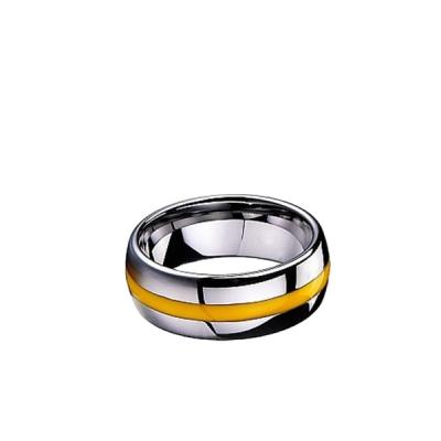 China Casual/Sporty Yellow Resin Inlay Tungsten Rings, Tungsten Carbide Wedding Ring, Green Tungsten Carbide Ring for sale