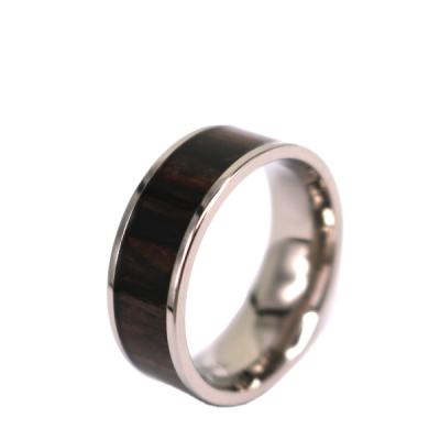 China African Ebony Wood Inlay Titanium Fashion Casual/Sporting Jewelry Men's Titanium Wood Ring for sale