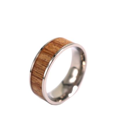 China Inlay titanium wood ring new products casual/sports jewelry, wood titanium ring for men for sale