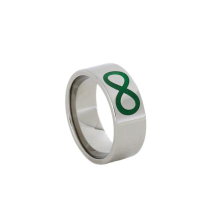 China Casual/Sporty Titanium Engraved Ring with Glow-in-the-Dark Infinity Symbol, Titanium Infinity Ring for sale