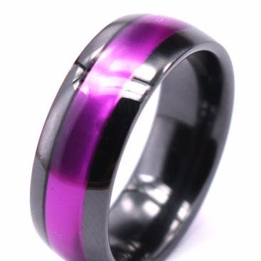 China Fashion Romantic Purple Jewelry Vlink Aluminum And Black Ceramic Combo Ring for sale