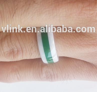 China Trendy Fashion Two White and Green Tone Man Ceramic Wedding Ring of 2020 for sale