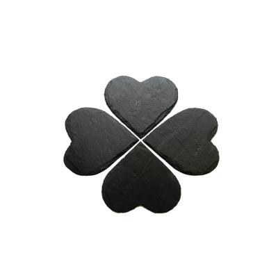 China Sustainable Natural Stone Heart Shaped Slate Dinner Plate Dinner Slate Dinnerware Dish for sale