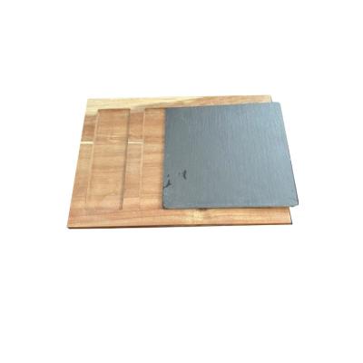 China Viable Factory Direct Wholesale Natural Side 30*20*0.5cm Rectangular Black Slate Cheese Board for sale