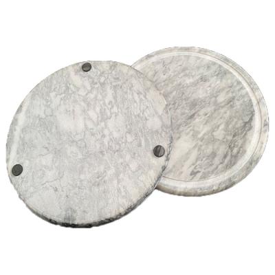 China Cloud Viable Round Marble Cosmetic Gray Natural Stone Round Tray Tray Nordic Creative Dinner Dish for sale