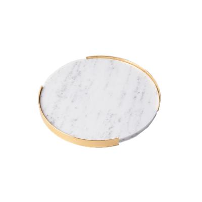 China Sustainable New Type Top Turned Modern Luxury White Marble Jewelry Customs Service Decorative Tray for sale