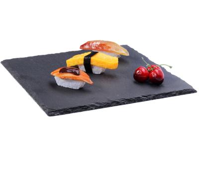 China Sustainable Products Factory Wholesale Natural Black Slate Cheese Board With Stainless Steel Handles for sale