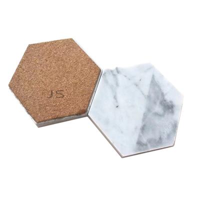 China Wholesale Luxury Rustic Viable Hexagon White Marble Serving Manufacturer Coasters for sale