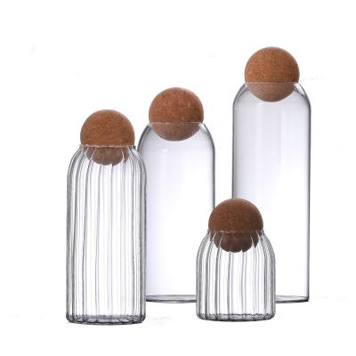 China Tableware Ball Cork Glass Bottle Sealed Jar Coffee Bean Storage Transparent Jar Storage Jar for sale