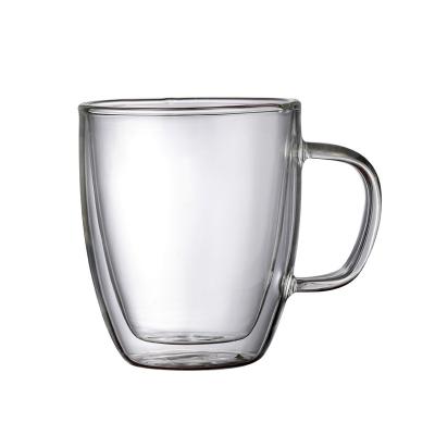 China WITH double LID glass mug with handle glass coffee mug wholesale custom logo water mug 250-450ml for sale