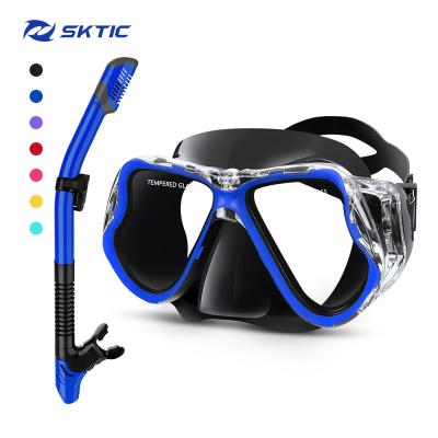 China Comfortable Cheap High Quality Black Blue Black Silicone Best Feel SKTIC Dry Top Scuba Set Diving Equipment For Adults for sale