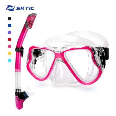 China Hot-selling comfortable feel SKTIC pink professional dive gear set fashion swimming goggles with diving tube for men and women for sale