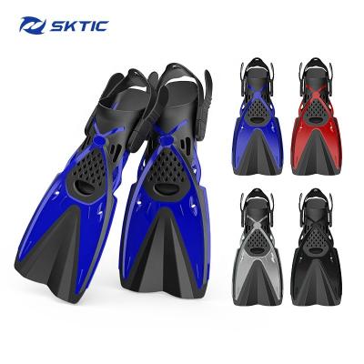 China SKTIC TPR Durable High Quality Blue Rubber Adult Fins Dive Equipment Snorkel Fins Short Blade Fins For Women Men for sale