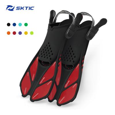 China SKTIC Durable New Arrival Underwater Sports Snorkel Silicone Swim Fin Adjustable Strap Diving Fins Black Red For Adults And Kids for sale