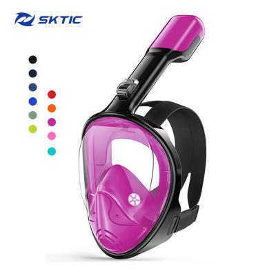 China Hot Selling 180 Wide Sight Snorkel Adults Snorkel Mask Anti-Fog Swim Mask Scuba Mask In Black Purple for sale