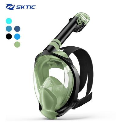 China 180 Wide View SKTIC Full Face Snorkel Mask, Snorkeling Gear For Adults With CO Venting System Quick Snorkel Set For Adults And Children for sale