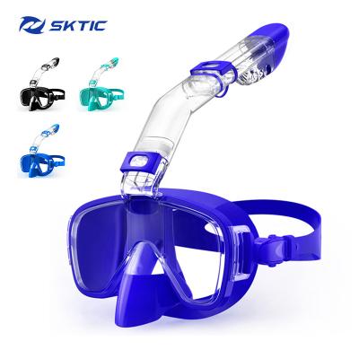 China 180 SKTIC China Factory Wholesale Free Snorkel Transparent Blue Half Mask for sale