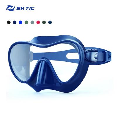 China 180 Wholesale Price Youth Factory SKTIC Scuba Blue Snorkel Blue Air Intake Adult Diving Swimming Diving Mask With Nose Cover for sale