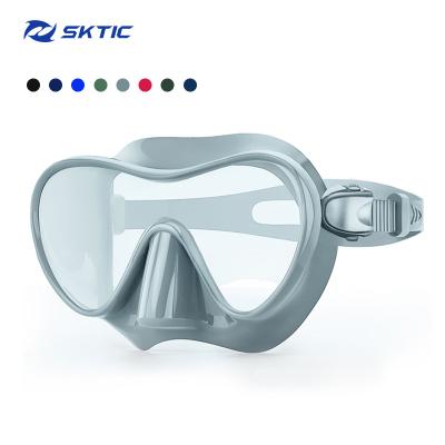 China Anti Fog Snorkeling Dive Freediving Mask 180 Free View SKTIC Quality Silicone Wide Low Volume Spearfishing Goggles for sale