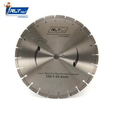 Κίνα Rlt Effect Cutting Tools Silver 350mm Diamond Saw Blade Low Noise Cutter Laser Welding Circular Saw Blades For Granite Concrete προς πώληση