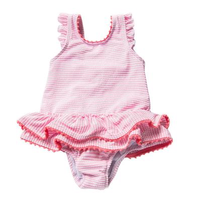 China Julysand Breathable Custom One Piece Pink Ruffle Strap Swimsuits For Toddlers Girls Bow Baby Bathing Suit for sale