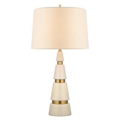 China Lighting works hot sales design elegent brass white alabaster marble table lamp for sale