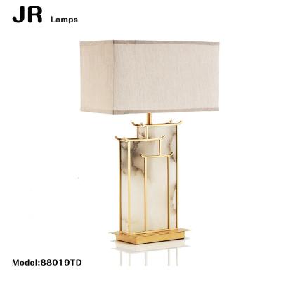 China Lighting Functions America Hotel Design Marble Decorative Brass Green Marble Lamp With European Concise Marble Shade Low Bedside Lamp for sale