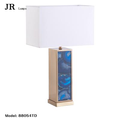 China Lighting Works New Design Idea Agate Floor Lamp Metal Table Stand Base Gold Plating With Lampshade Indoor Lighting for sale