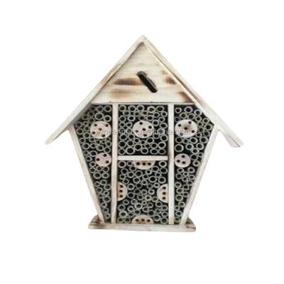 China Sustainable Manufacturer Natural Wooden Wild Insect House Hotel Bee House For Beneficial Insect Bees Butterfly for sale