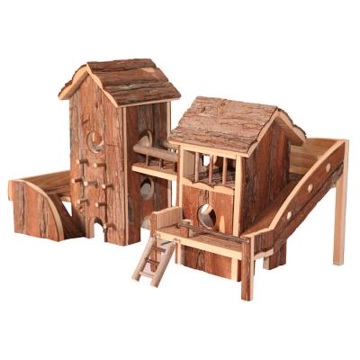 China Sustainable Wooden Hamster Hut Customized Hamster House Small Pet Cage Villa for sale