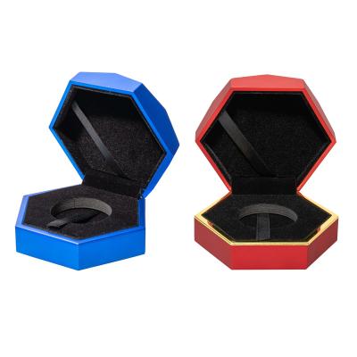 China Recyclable Fast Supply LED Light Phnom Penh Hexagonal Flip Jewelery Box ABS and Earring Ring Necklace High-grade Beaded Inner Packing for sale